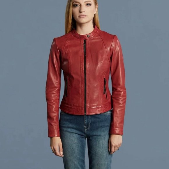 Bod & Christensen Valeria Cropped Leather Jacket With Zippered Sleeves